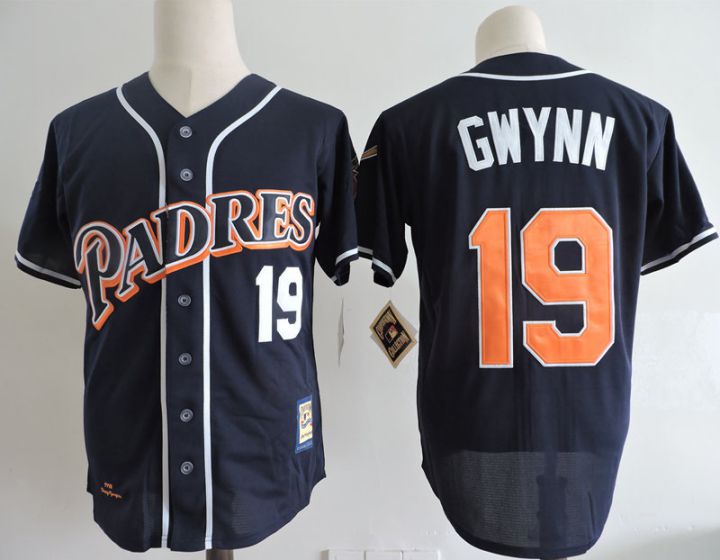 Men San Diego Padres #19 Tony Gwynn Blue Throwback 1998 MLB Jerseys